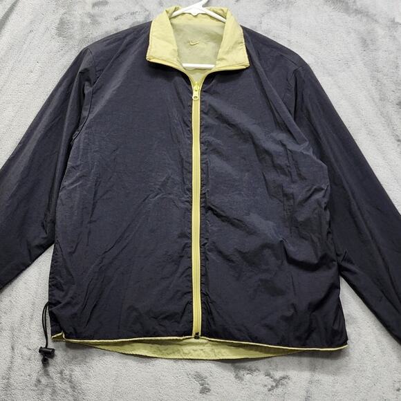 Vintage 90s Nike Jacket Womens S Black Green Reversible Full Zip Windbreaker - Picture 2 of 16